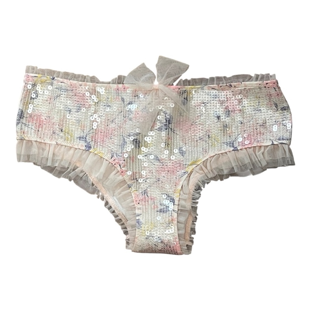 Victoria's Secret Hiphugger Sequin & Lace Light Pink Panties Large New with Tag